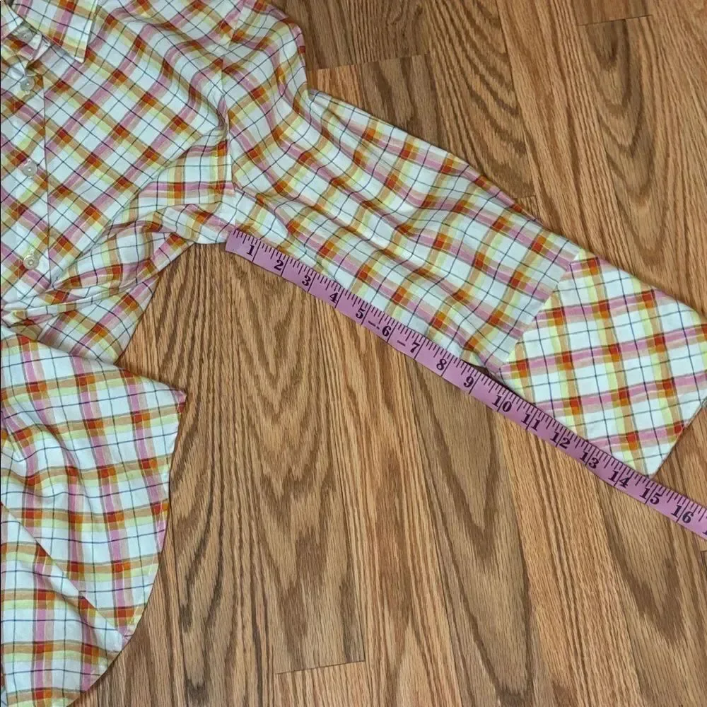 Farinaz Taghavi Orange & Yellow Plaid Button-Up Shirt, 10